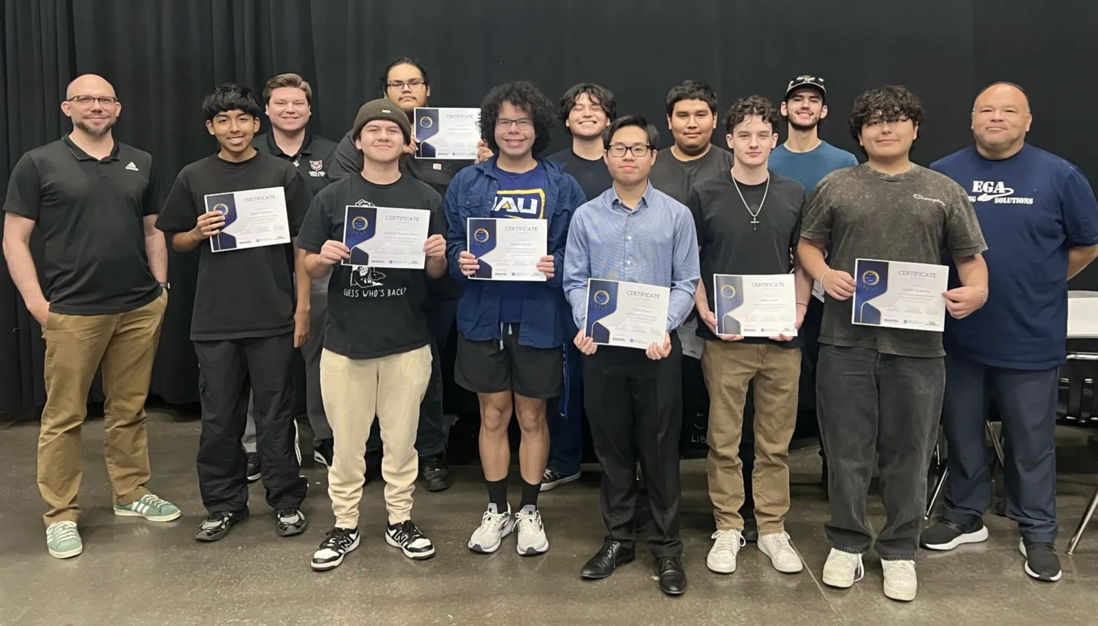 Agua Fria structured cable technician cohort holding their certificates